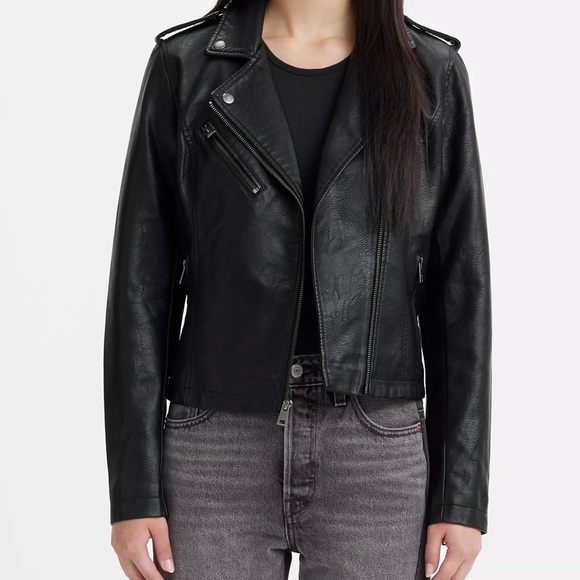 Levi's Jackets & Blazers - Levi's Women's Faux Leather Moto Jacket in Black Size XL Classic Fit